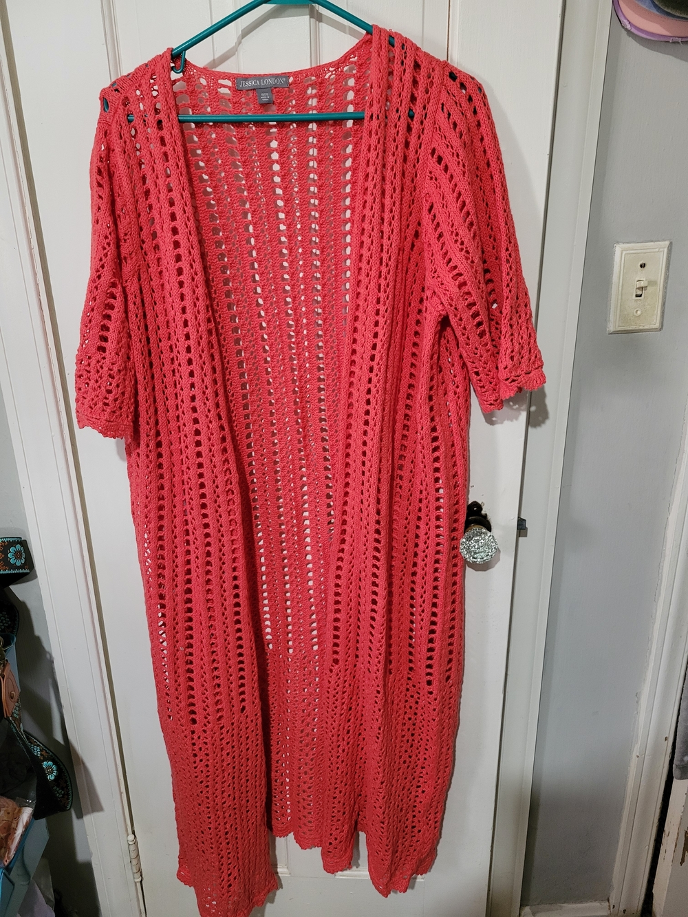 Jessica London Coral Open-Weave Cardigan